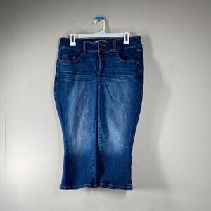 Lane Bryant Pedal Pusher Denim Jeans Women's 14 High Rise Blue Tighter Tummy